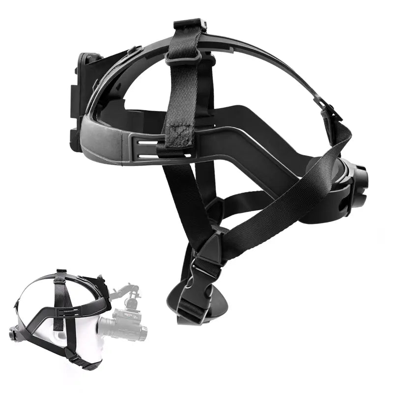 Black headgear with straps on a white background SOFT HEAD BAND R01