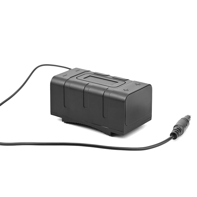 Black power adapter with cable on a white background night vision battery pack