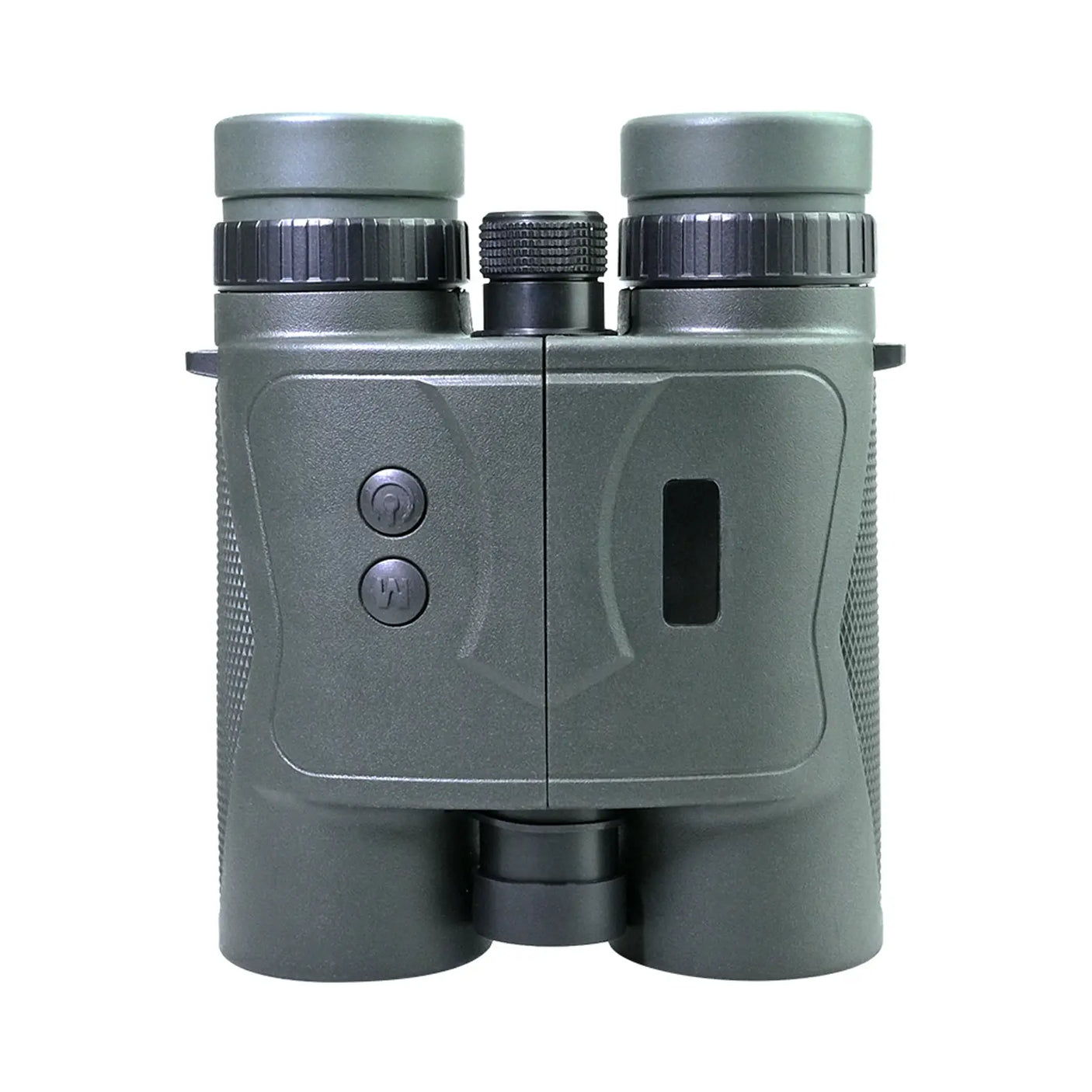 Green binoculars with a white background binock laser rangefinder