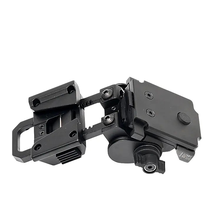 Black metal bracket or mount on a white background
