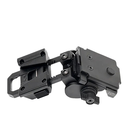 Black metal bracket or mount on a white background