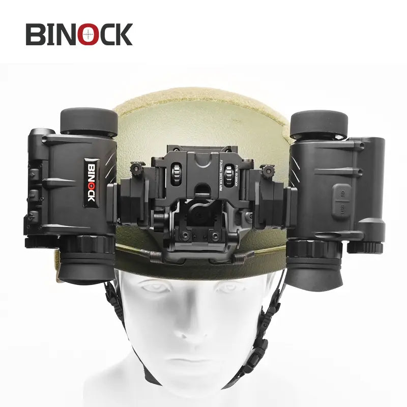 BINOCK head-mounted device on a mannequin head with a white background