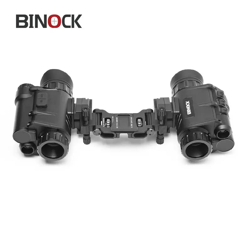 BINOCK binoculars with SM2 helmet mount on a white background