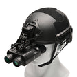 Black tactical helmet with night vision goggles on a white background night vision binoculars